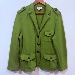 Talbots Green Fall Cotton Women's Sweater Blazer Size PL